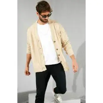 Sateen Men Cardigan Beige Regular fit